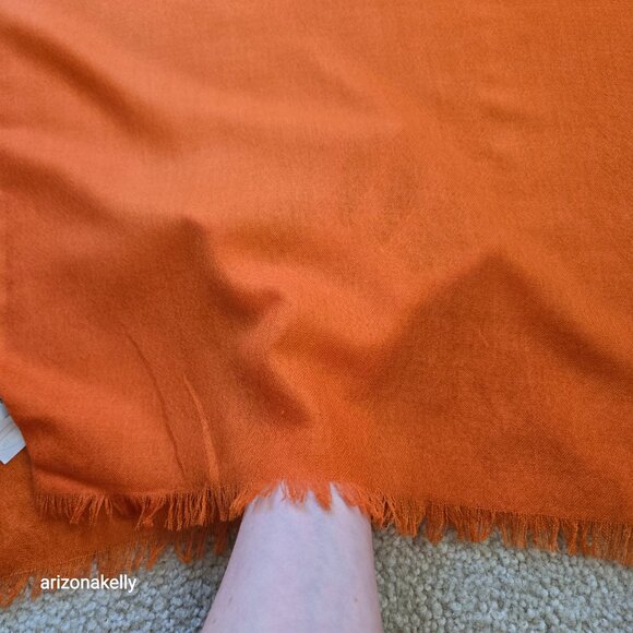 NWOT Talbots Wool Cashmere Gradient Ombre Orange Scarf Lightweight - Picture 5 of 6